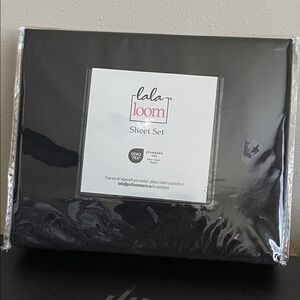 LALA LOOM Sheet Set Home Bedding, Twin, Black